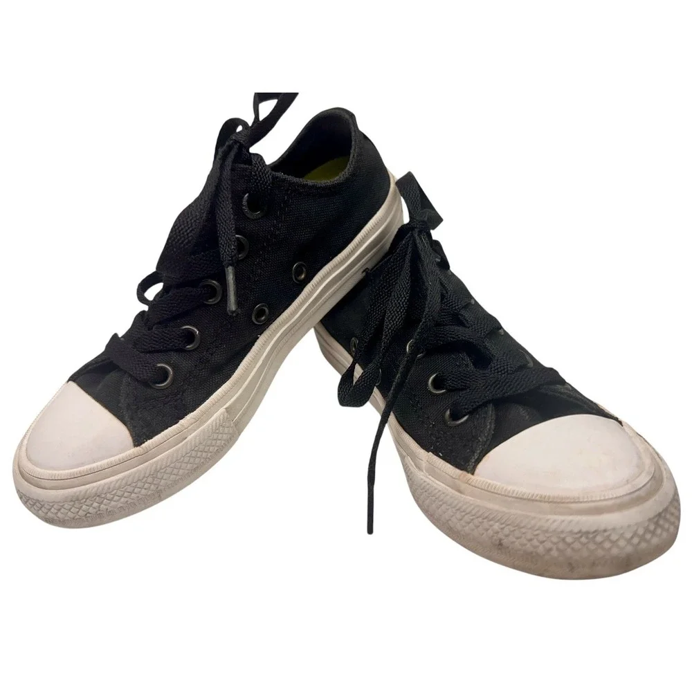 Converse Chuck Taylor II Black All Star Sneakers With Lunarlon Kid Youth Size 12